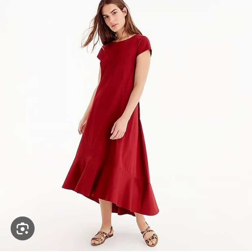 NWT Univetsal Standard x J. Crew red maxi hi low dress, size S